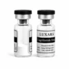 Two Luxara Labs Cagrilintide research peptide vials with black caps on a white background