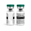 Two Luxara Labs GHRP-6 10mg research peptide vials with green caps on a white background