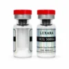 Two Luxara Labs HCG 5000 IU research product vials on a white background